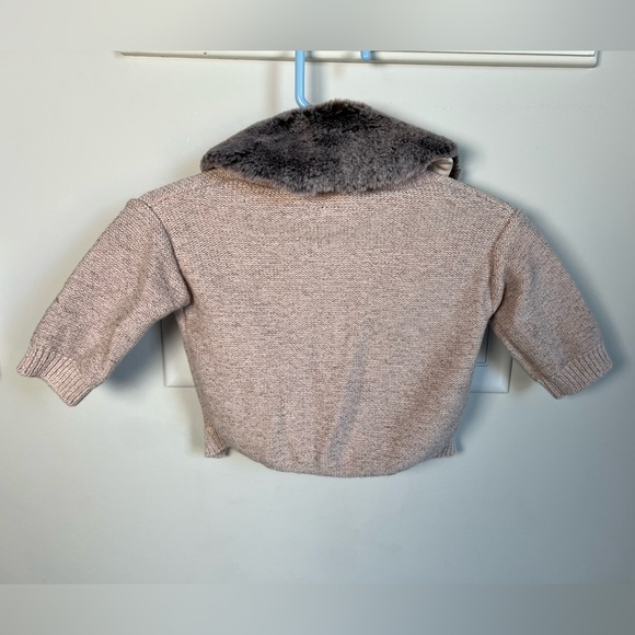 First Impressions Sweater with Faux Fur Collar 0-3 Months Baby - Picture 4 of 4